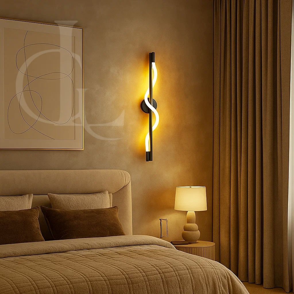 Modern Black Twisted Acrylic Tube Wall Light